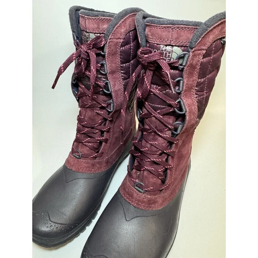 The North Face authentically burgundy waterproof lace-up boots size 9